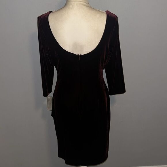 🌸HP🌸ALEX EVENINGS Stretch Velvet Ruched Petite Dress with Beaded Hip! - Picture 12 of 13